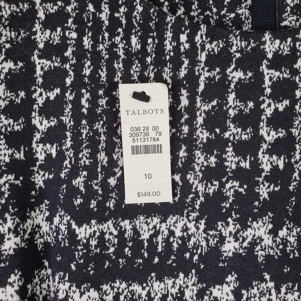 Talbots Sheath Dress Womens Size 10 Gala Glen Black White Plaid Bell Sleeve New - Picture 7 of 8